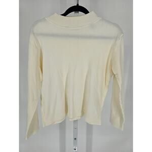 Marsh Landing Womens Sz L Mock Neck Ribbed Cotton Top Ivory Cream